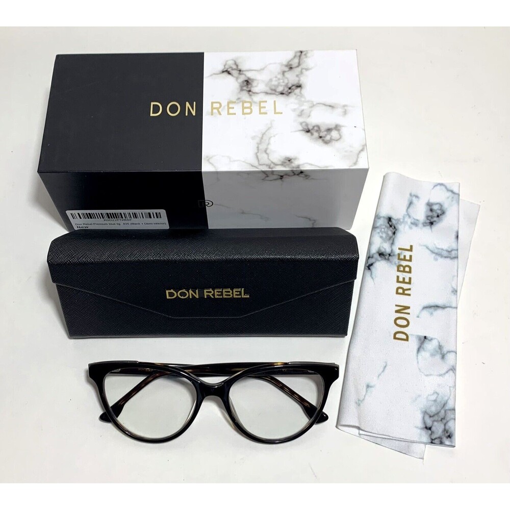 Don Rebel Tortoise Blue Light Blocking Glasses Black Demi interior Vintage look